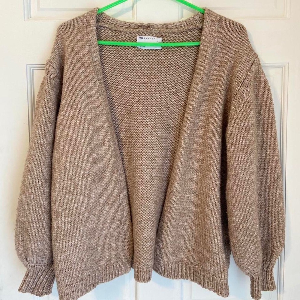 Oversized Balloon Sleeve Knit Cardigan